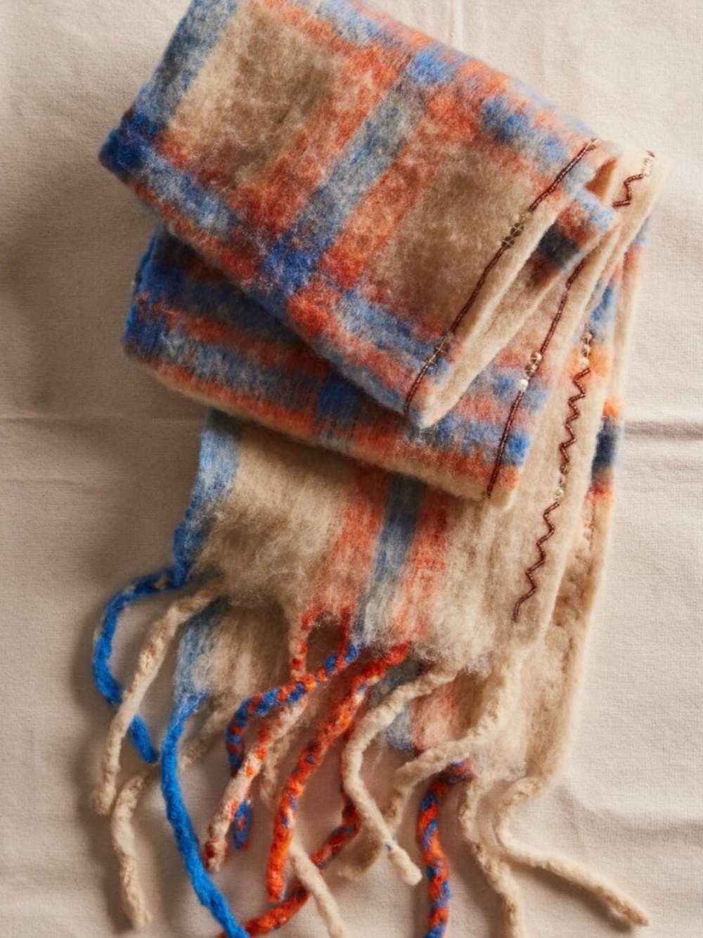 Free People Highland Plaid Skinny Scarf (Ivory Combo) - NWT